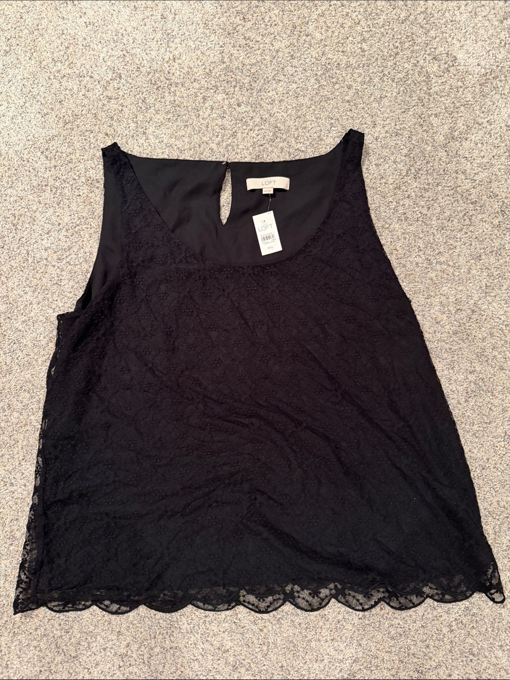 LOFT Black Lace Overlay Sleeveless Camisole